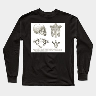 Human anatomy, 19th century diagrams, Human Skull, Thorax, The Atlas, and Vertebra Long Sleeve T-Shirt